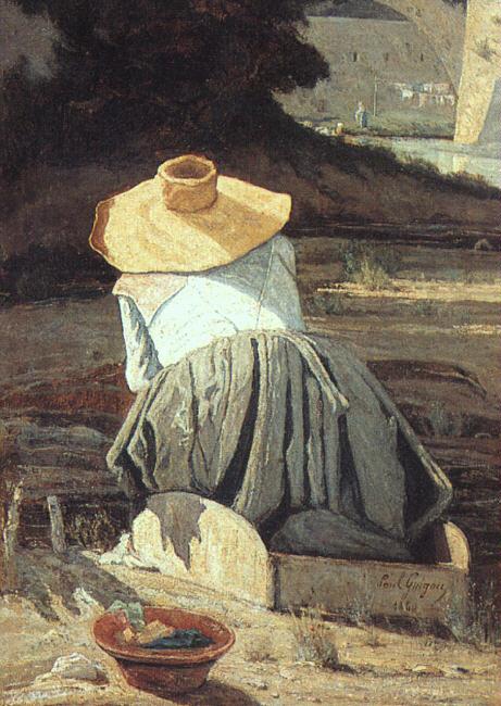 Paul-Camille Guigou The Washerwoman Sweden oil painting art